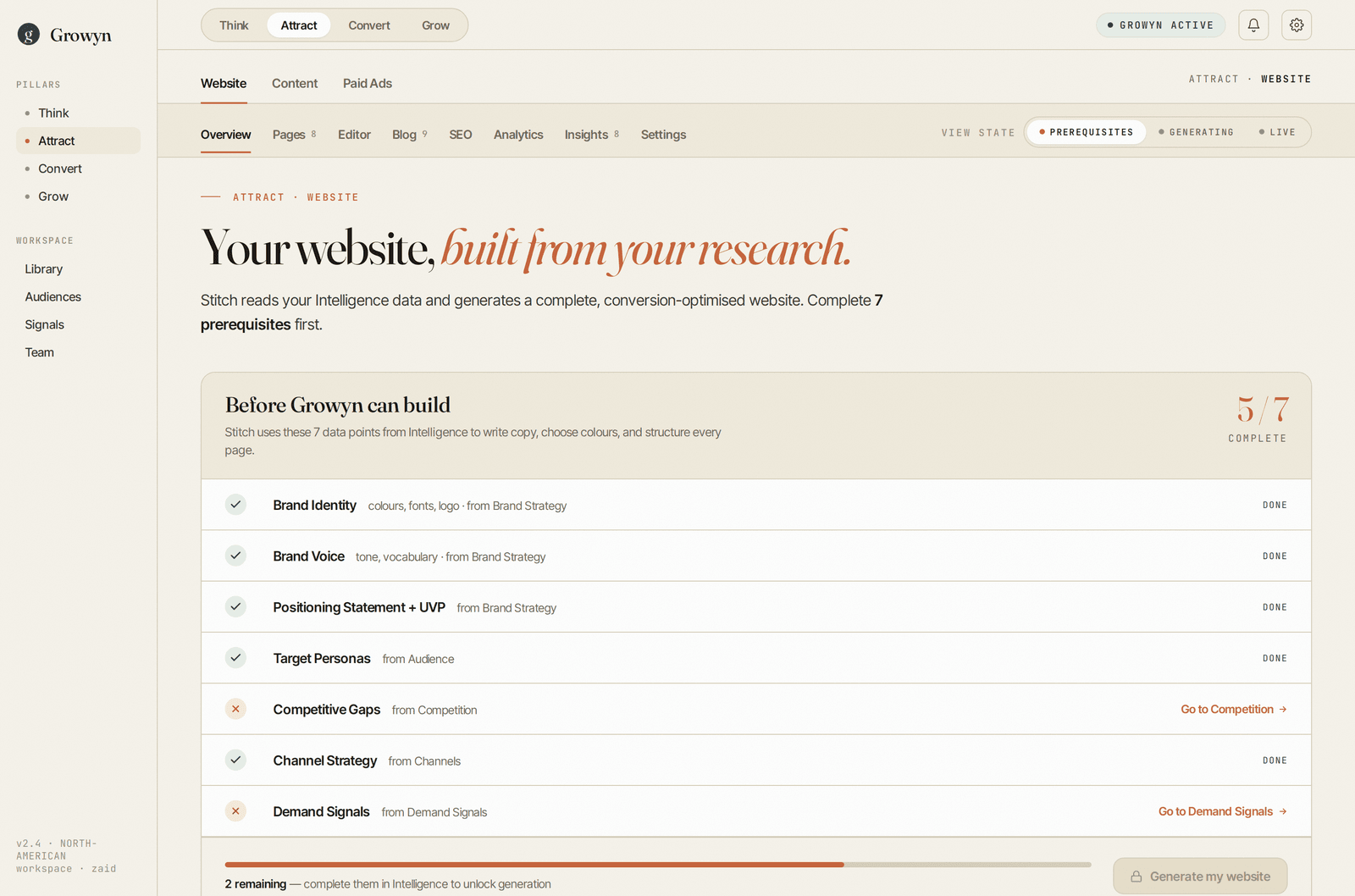 Growyn website builder overview